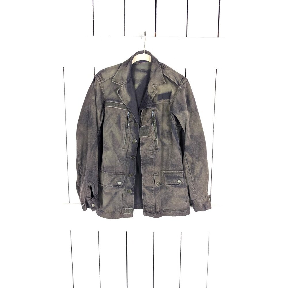 Vintage tie dye black grey military style cotton jacket